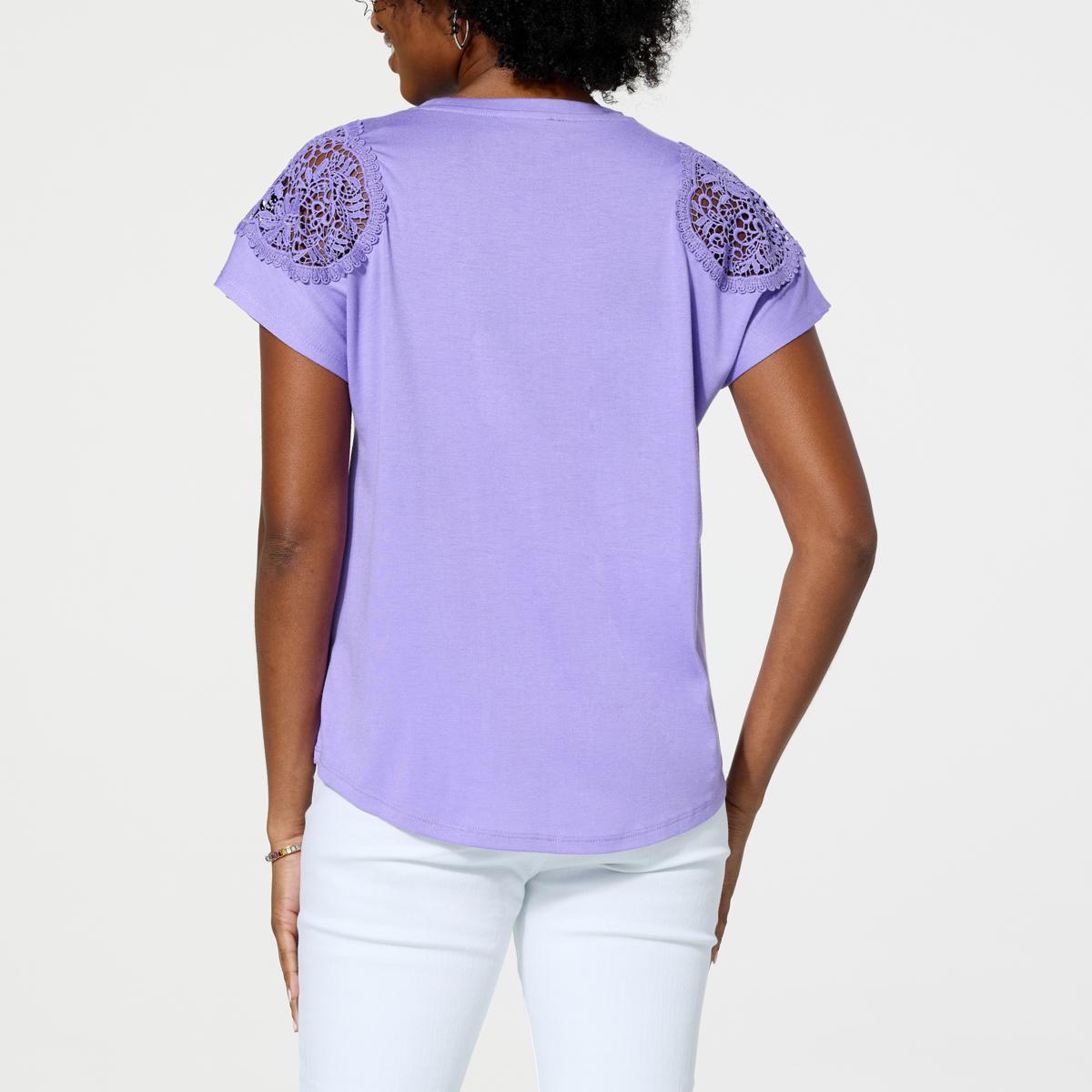 DG2 by Diane Gilman Crochet Trim Dolman-Sleeve Tee