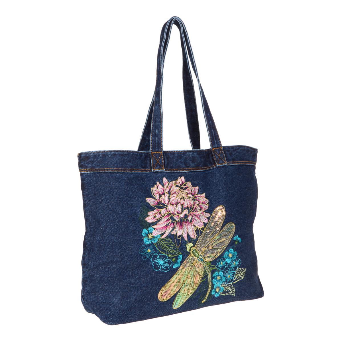 DG2 by Diane Gilman Embroidered Denim Tote Bag | HSN