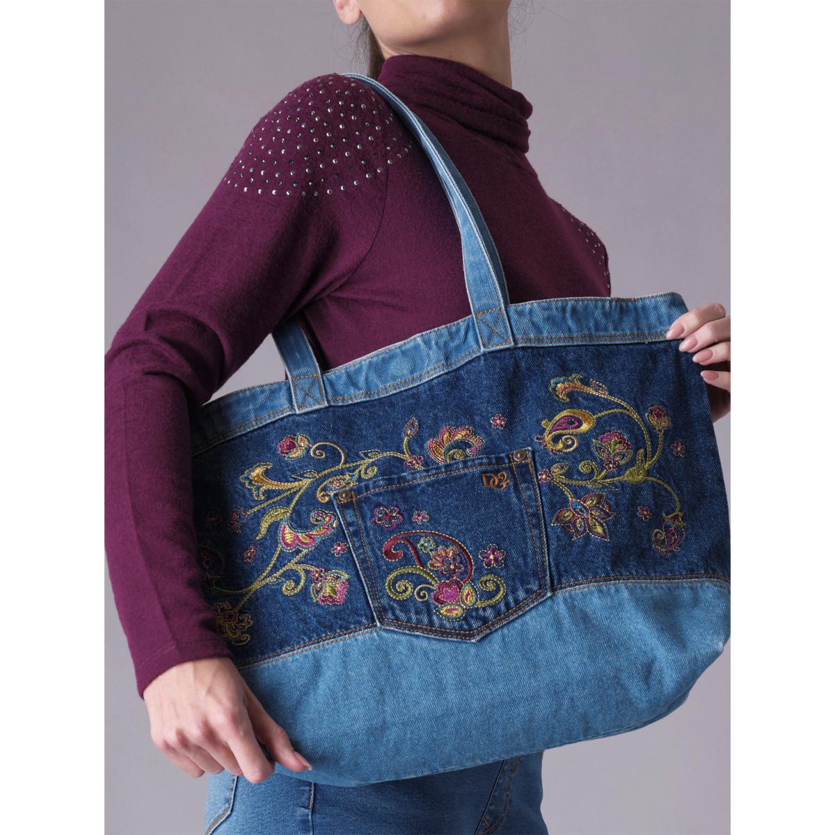 DG2 by Diane Gilman Embroidered Denim Tote Bag | HSN