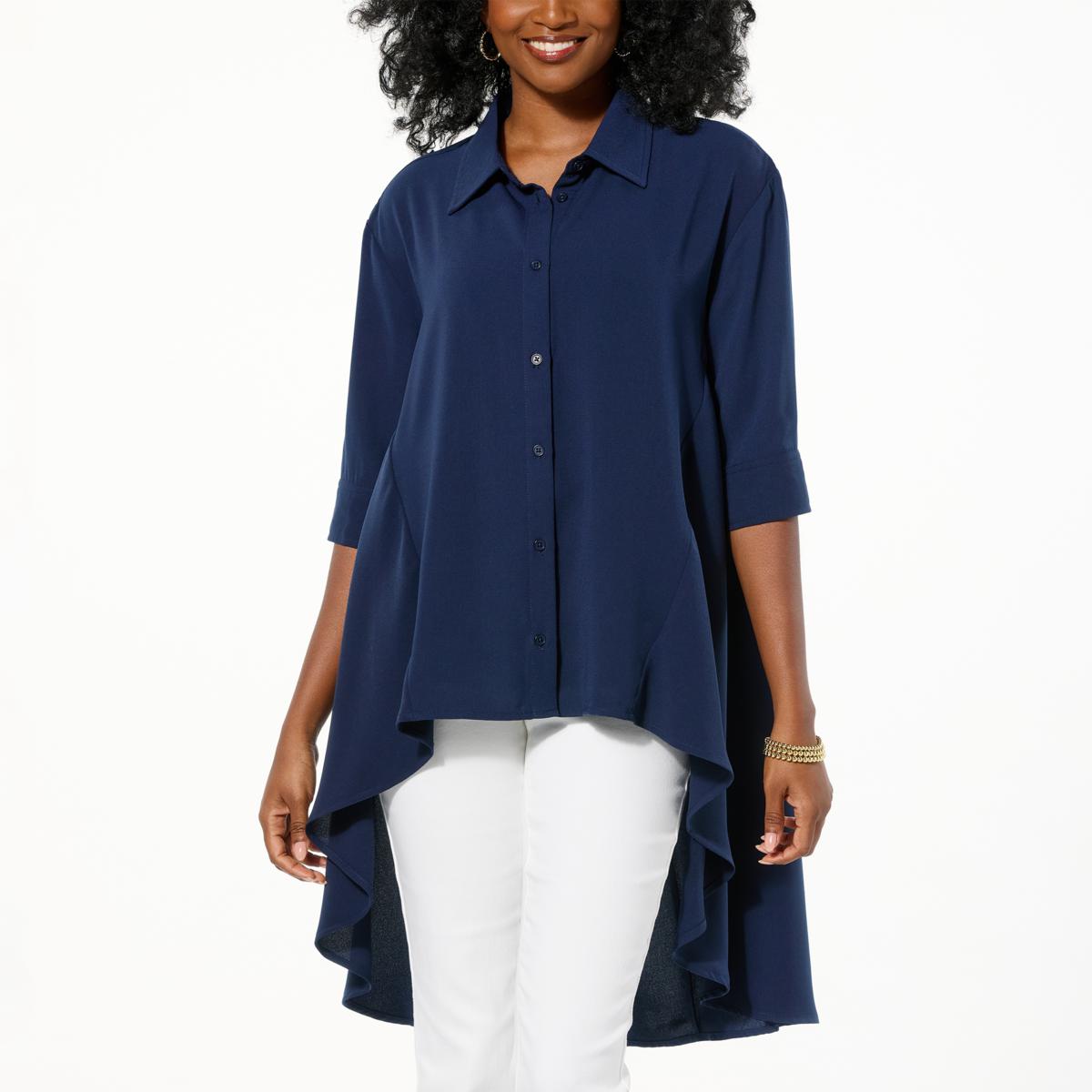 DG2 by Diane Gilman From the Vault Button-Front Crepe Blouse - 22954855 ...