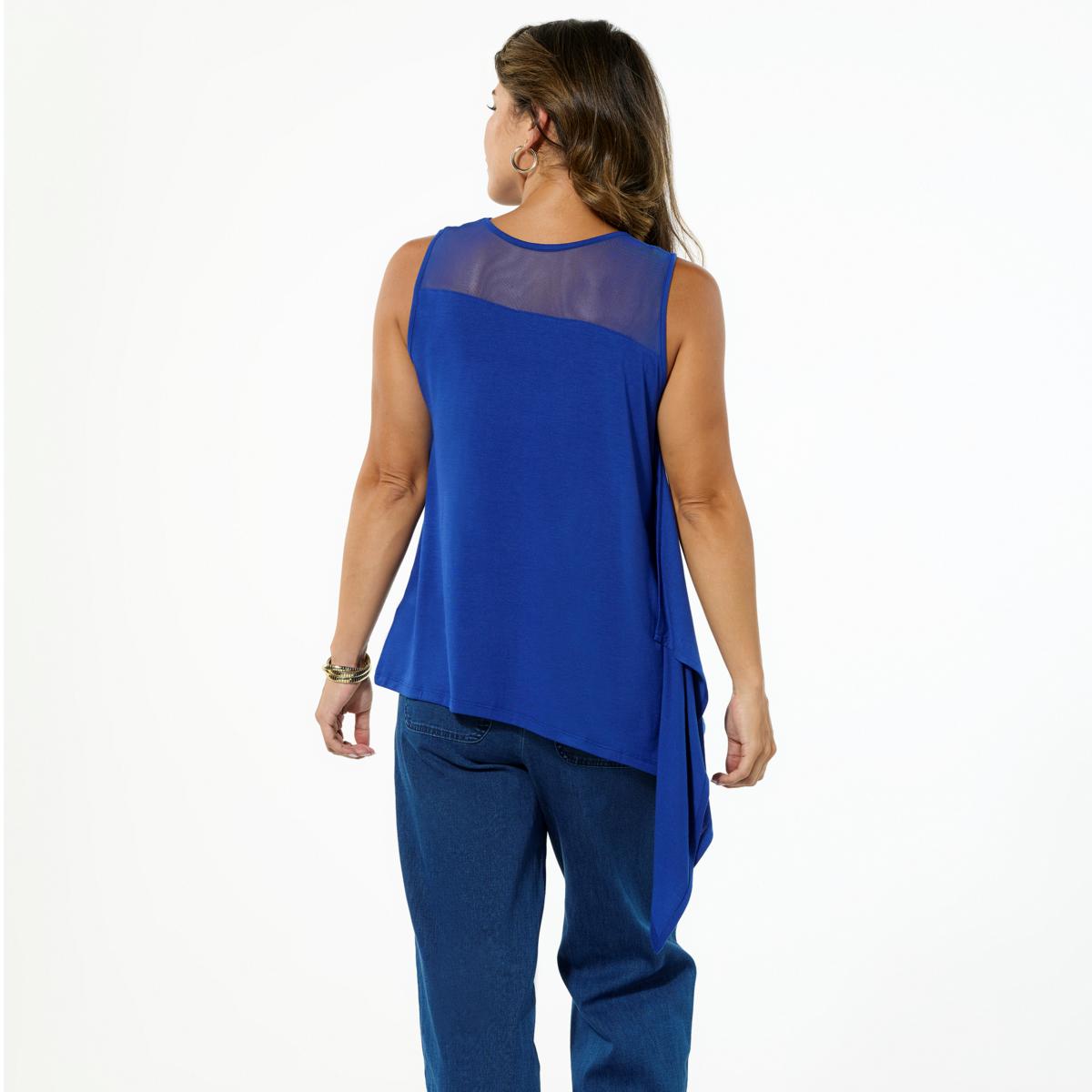 DG2 by Diane Gilman Mixed Media Asymmetric Scarf Tank Top | HSN