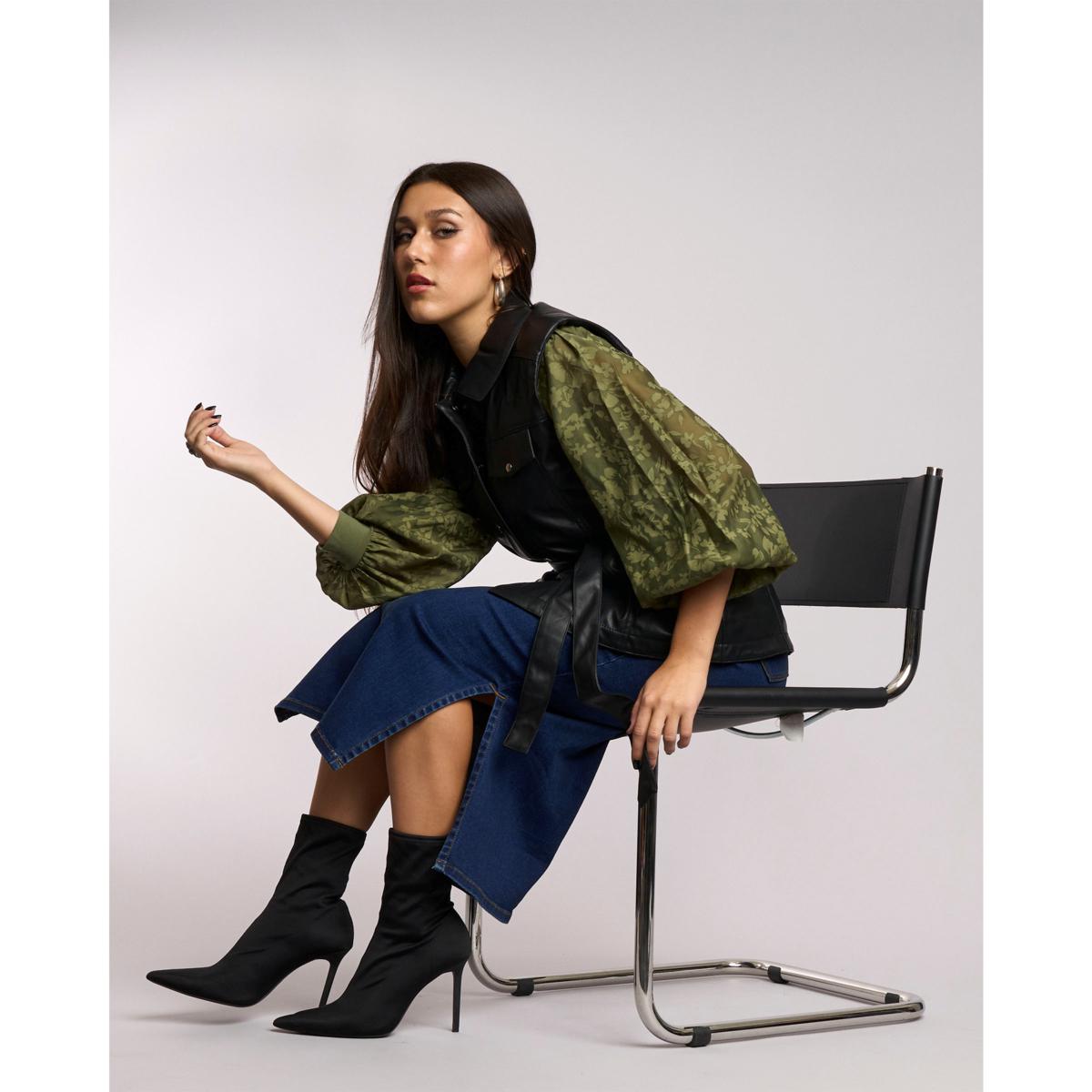 DG2 by Diane Gilman Mixed Media Knit Top with Floral Burnout