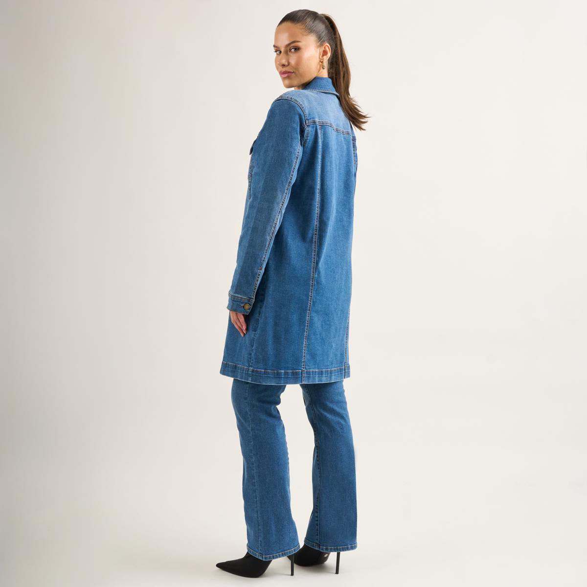 DG2 by Diane Gilman New Classic Stretch Denim Longline Car Coat | HSN