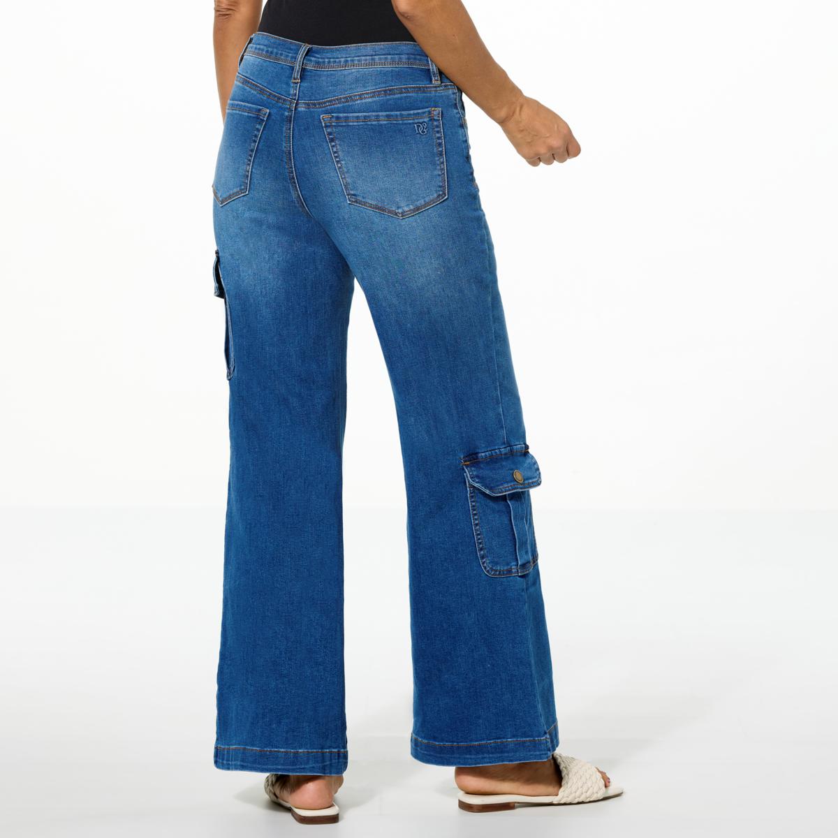 DG2 by Diane Gilman New Classic Stretch Denim Wide-Leg Cargo