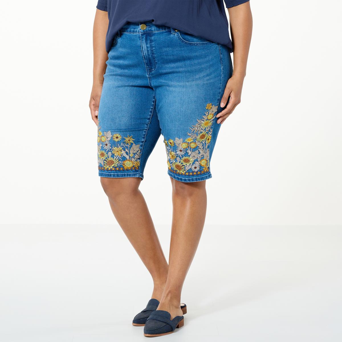 Dg2 By Diane Gilman New Classic Stretch Embroidered Bermuda Short 20678253 Hsn