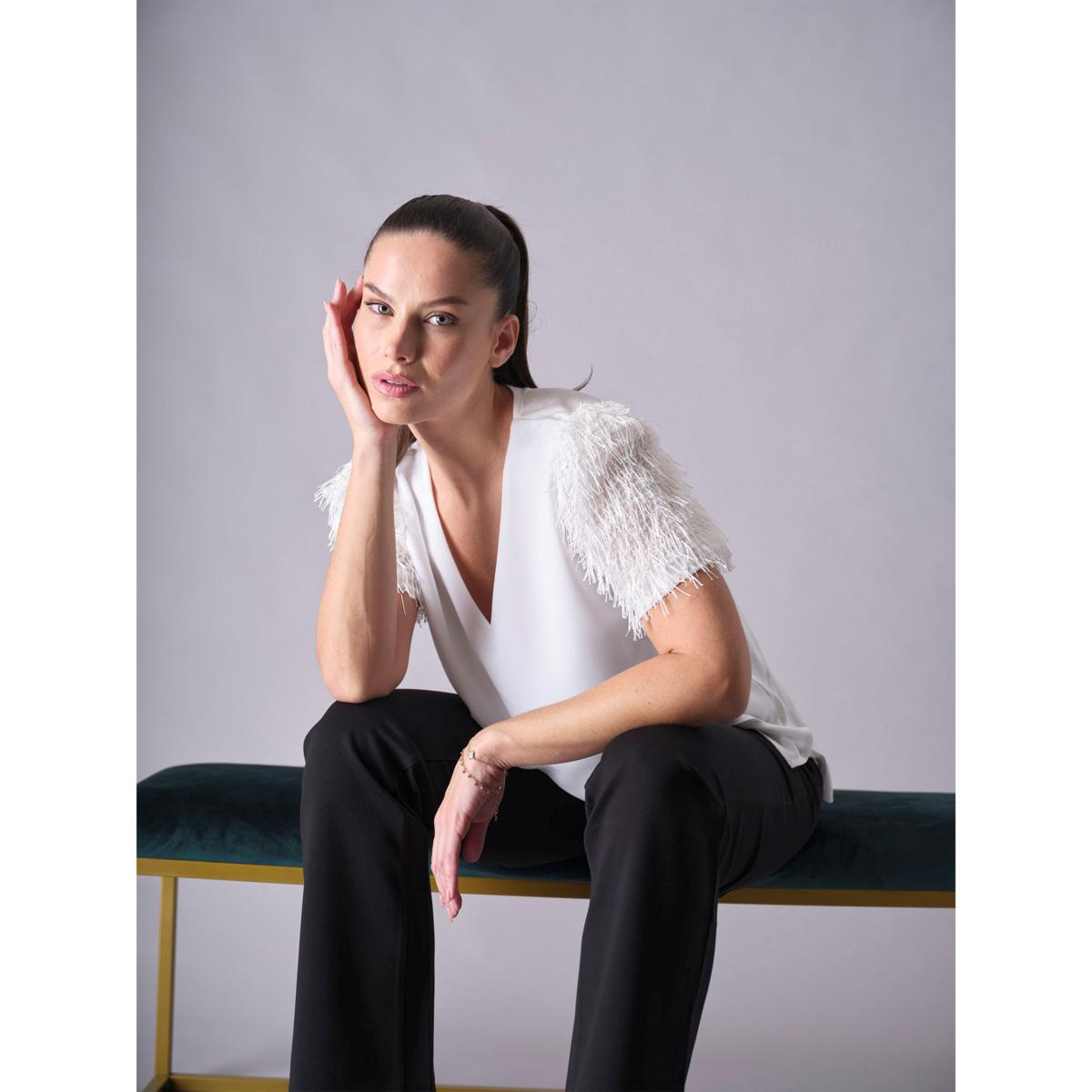 DG2 by Diane Gilman Novelty Sleeve V-Neck Easy Top | HSN