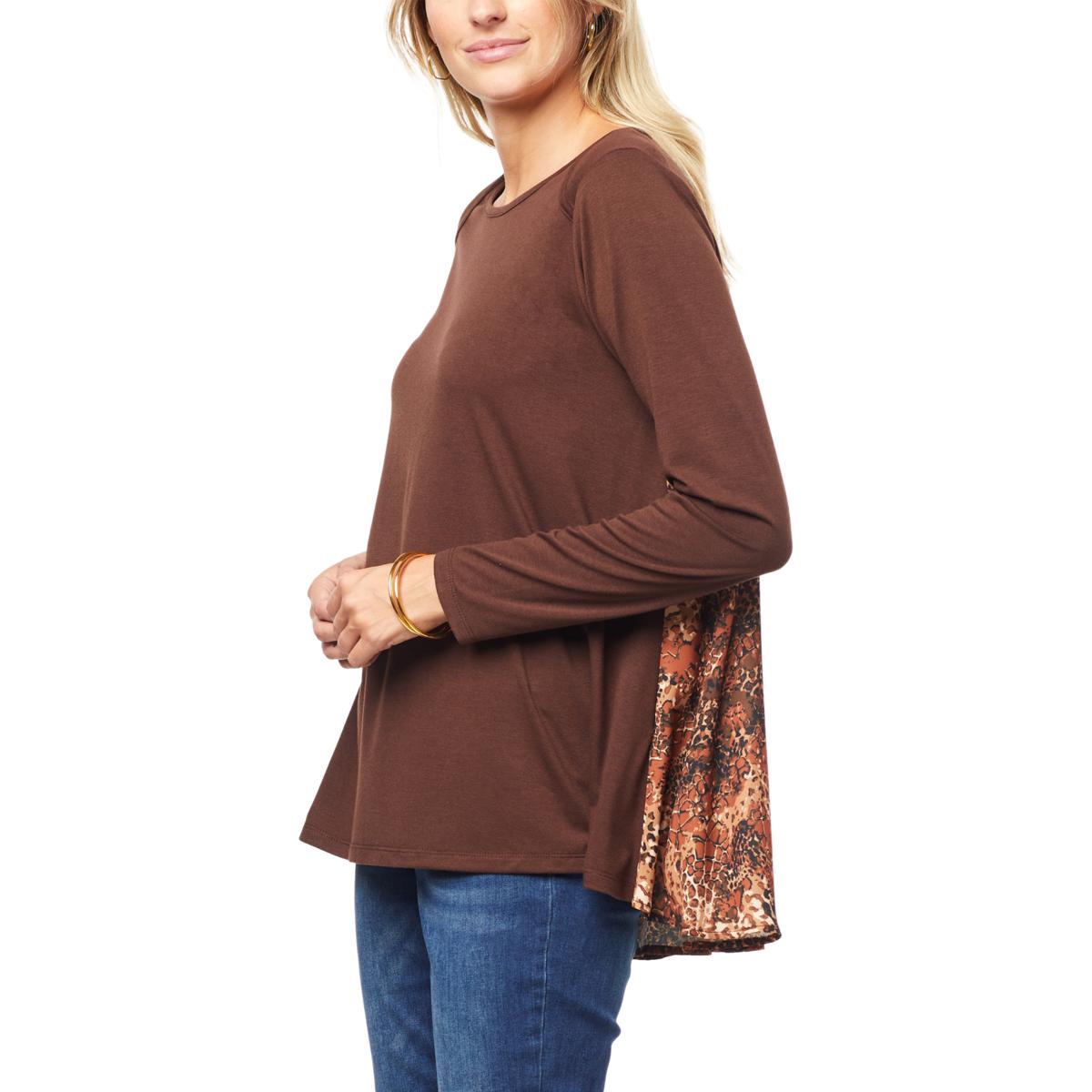 DG2 by Diane Gilman Printed Back Hi-Low Hem Combo Top - 20584746