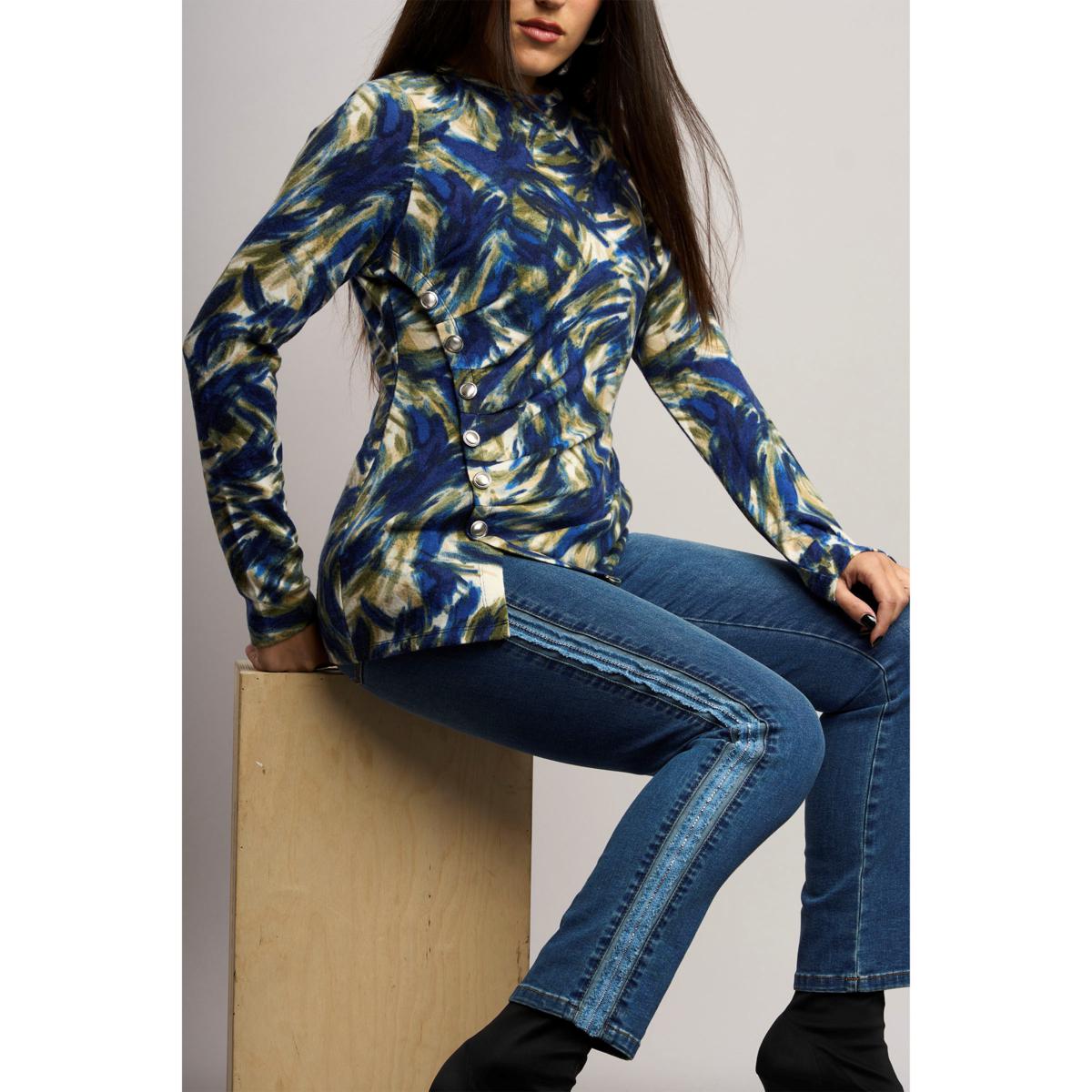 2024-25 秋冬新作  ハイブランドの DG2 by Diane Gilman Printed Brushed Sweater Knit Novelty トップス