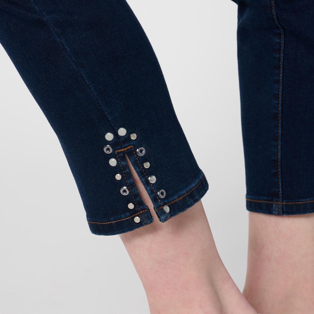 Diane Gilman Legacy Stretch Denim Studded Skinny Crop Jean | HSN