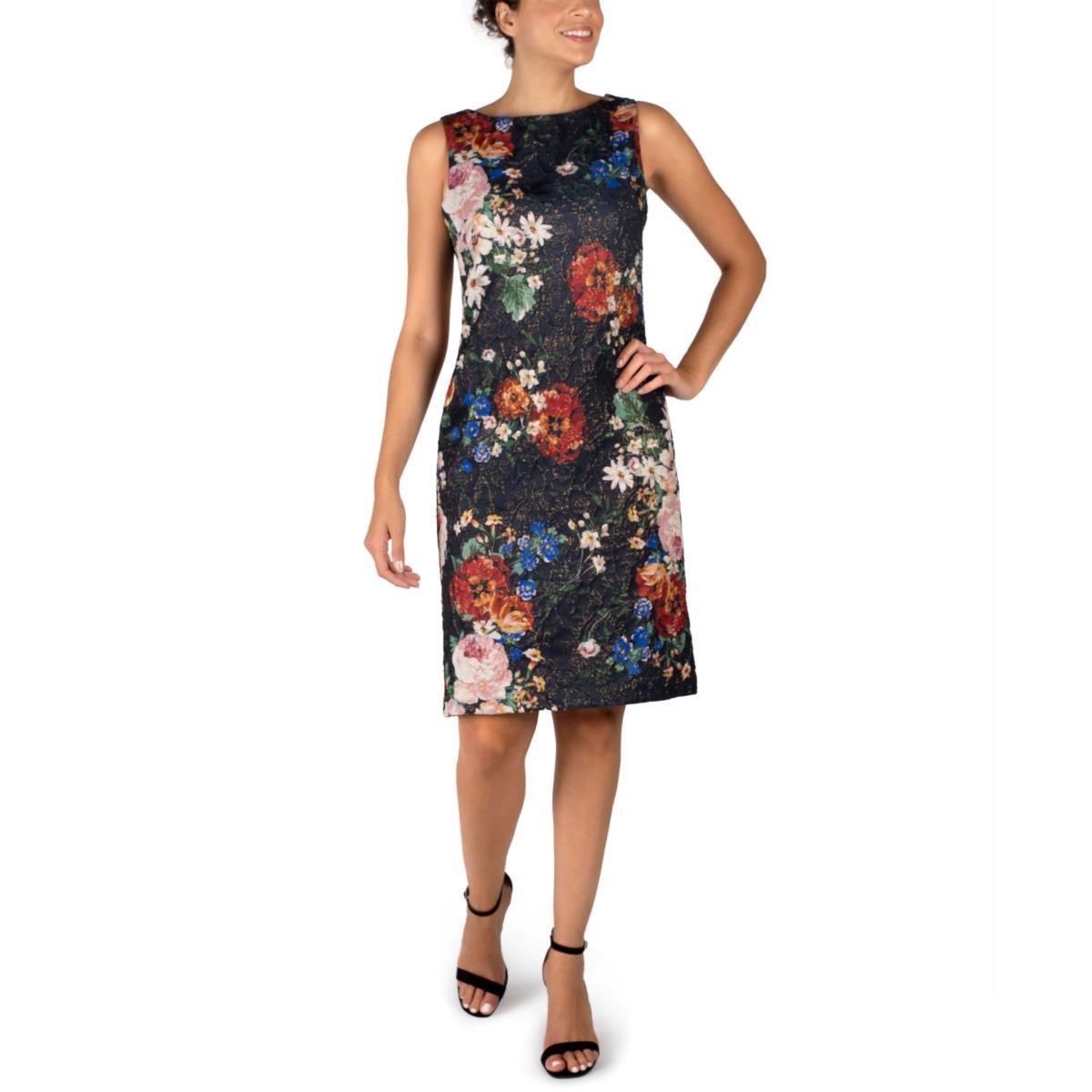 Donna Ricco Metallic Jacquard Stretch Sheath Dress