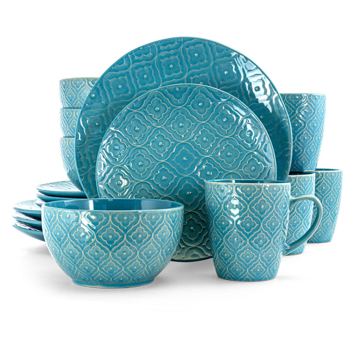 Gibson Home 16-Piece Blue Siam Stoneware Dinnerware Set