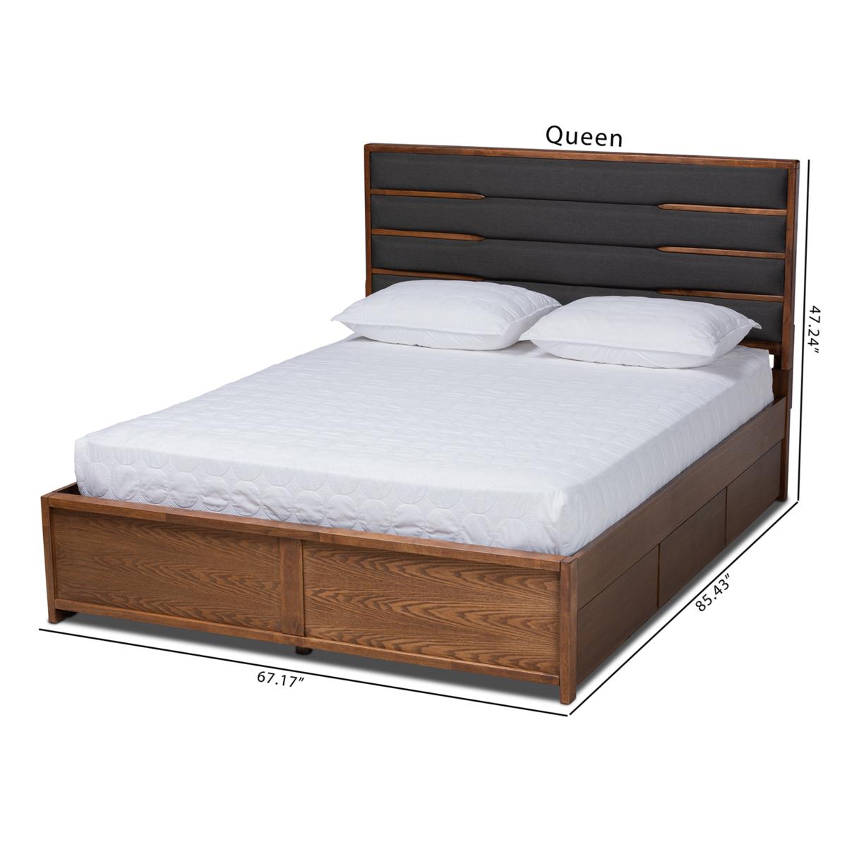 Elin Fabric Upholstered Walnut Finished Wood Platform Storage Bed