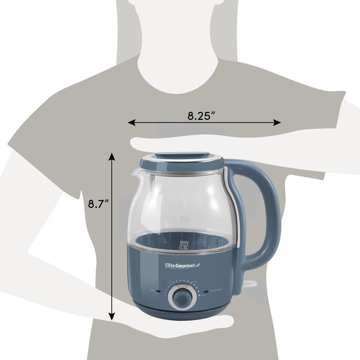 MegaChef 1.8Lt. Glass Body and Stainless Steel Electric Tea Kettle with Tea  Infuser