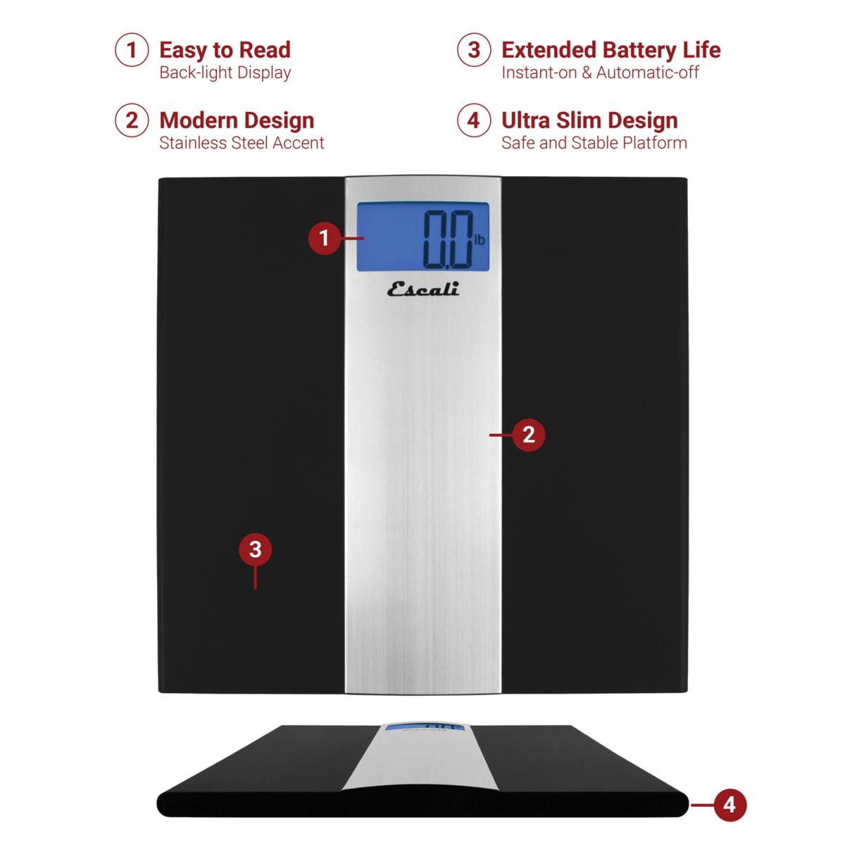 Body Composition Scale, Black with Stainless Steel Accents