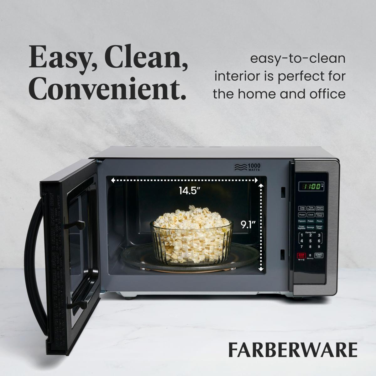 Farberware Classic 1.1 Cu. ft. 1000-Watt Microwave Oven, Black Stainless Steel