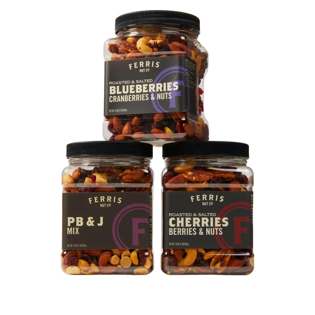 Ferris Company (3) 16 oz. Jars Gourmet Variety Nut Mixes 20638856 HSN