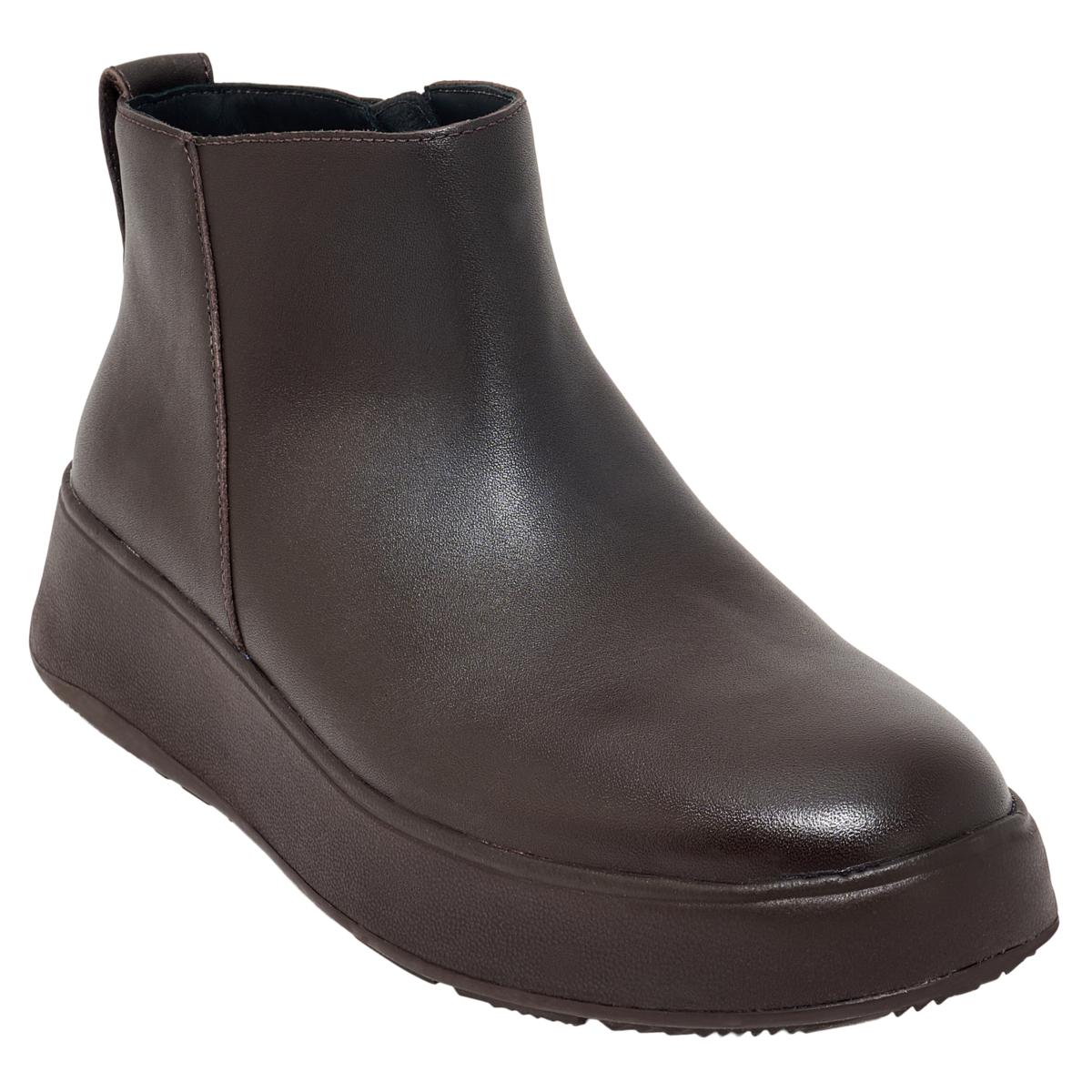 FitFlop F-Mode Leather/Suede Flatform Zip Ankle Boot | HSN