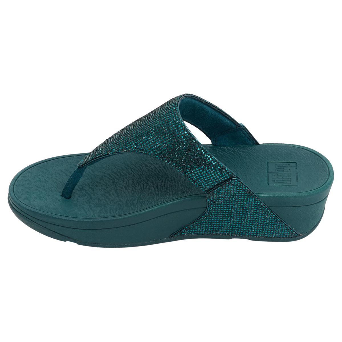 Fit Flop Lulu Womens 8 Blue Crystal Rhinestone Slides Flip Flops