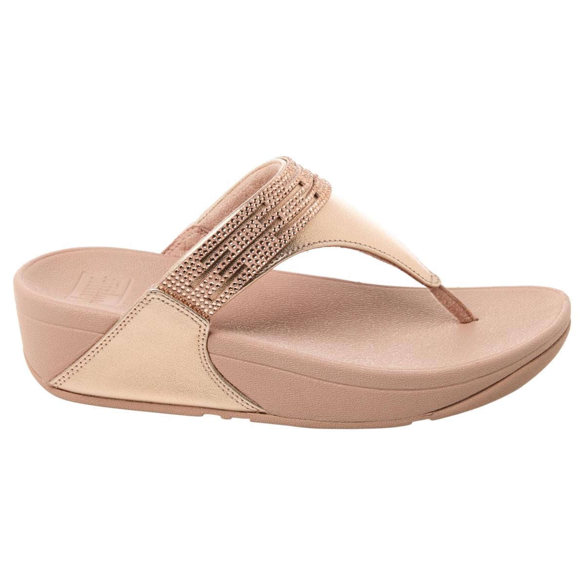 サンダル・ミュール FitFlop Lulu Leather Toe-Post Sandals Light Tan ES8-592 FitFlop' Women's Lulu Adjustable Leather Toe-Post Sandal