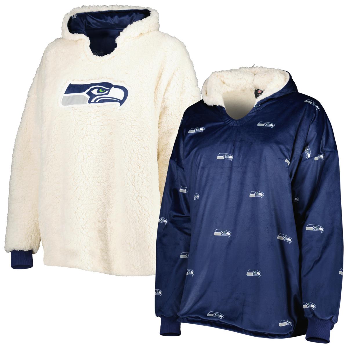 FOCO Seattle Seahawks Repeat Print Reversible Hoodeez Navy