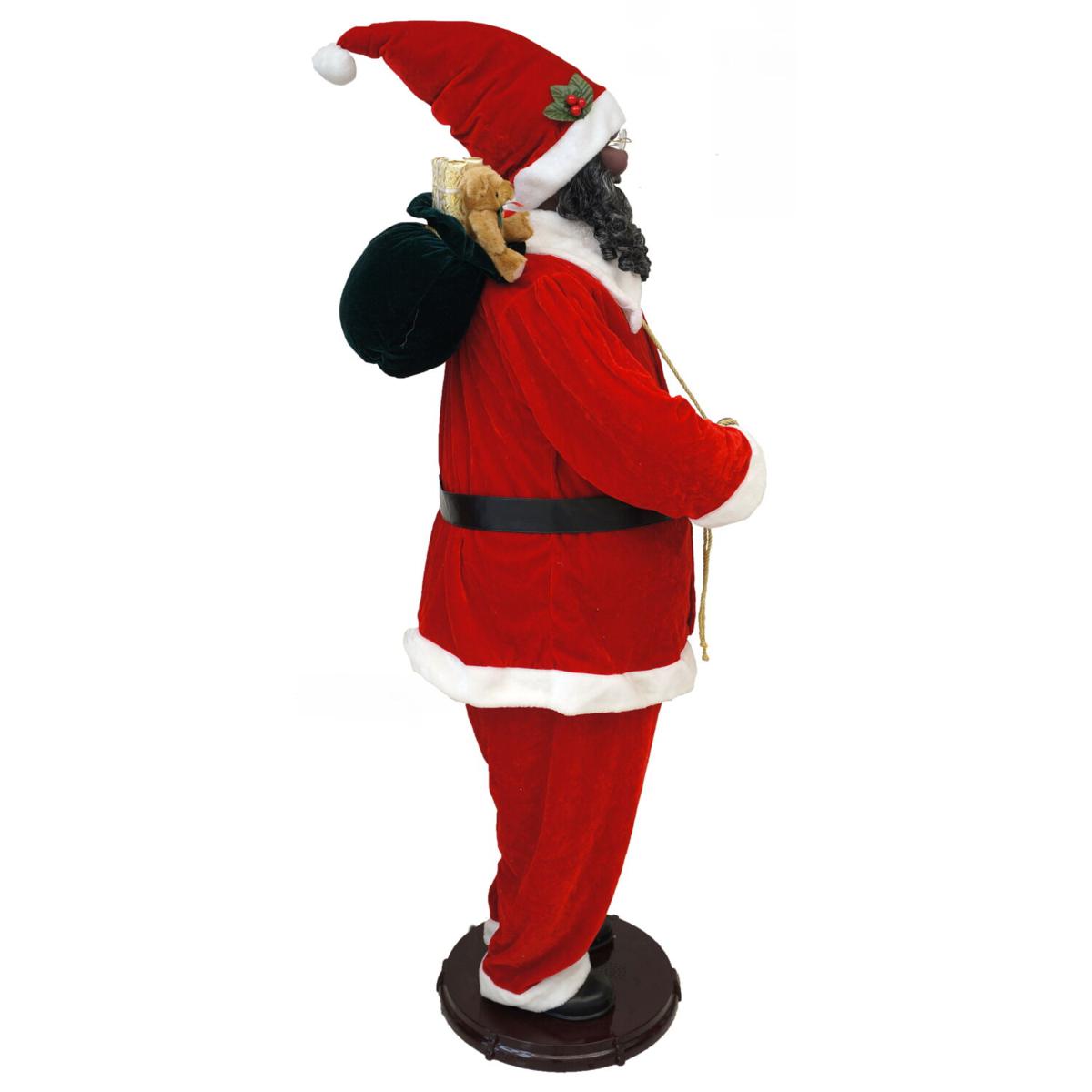 Fraser Hill Farm 58-In. African American Santa W/ Sack and