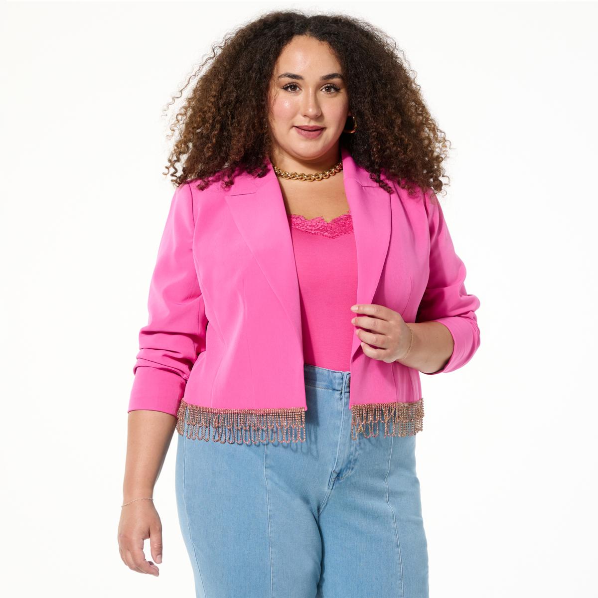 G by Giuliana Black Label Blazer with Rhinestone Trim