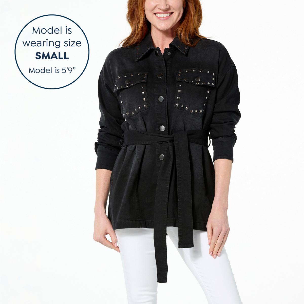 G by Giuliana Black Label EcoChic Denim Studded Shacket