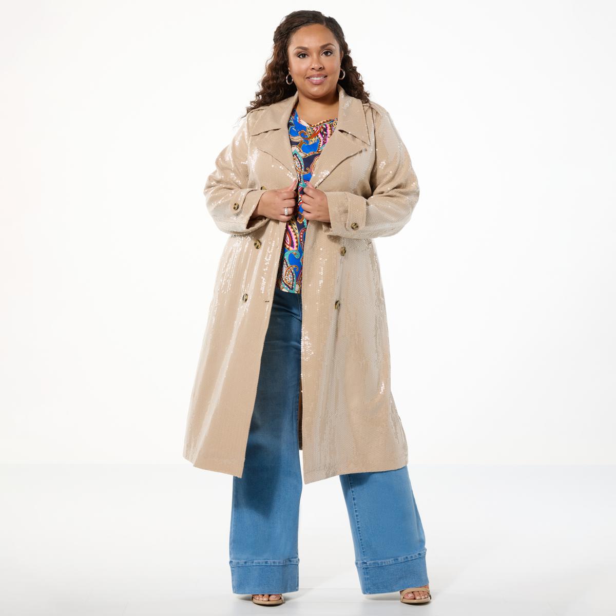 G by Giuliana Black Label Sequined Trench Coat | HSN
