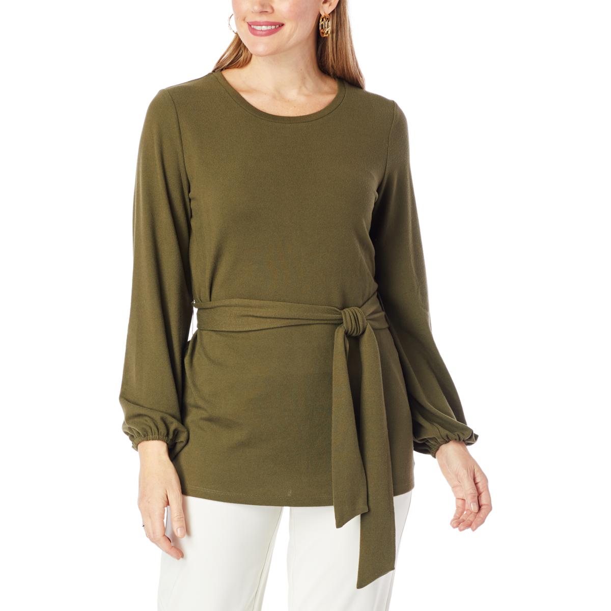 G by Giuliana Brushed Hacci Knit Tie-Front Tunic