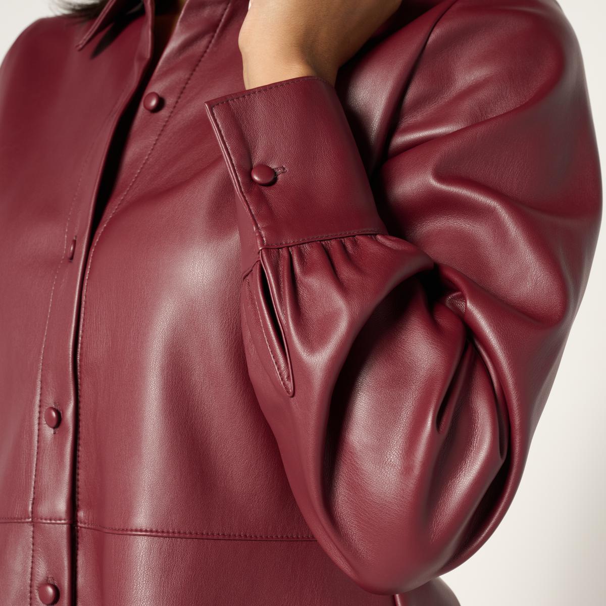 ruuumaSeaRoomlynn✳︎ECOLEATHERBUCKETHAT G by Giuliana Faux Leather Button-Front Peplum Top | HSN