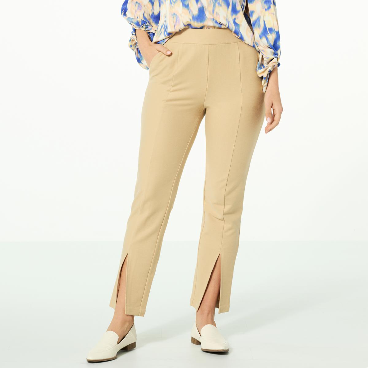 G by Giuliana Front Slit Knit Twill Slim Trouser - 20654607 | HSN