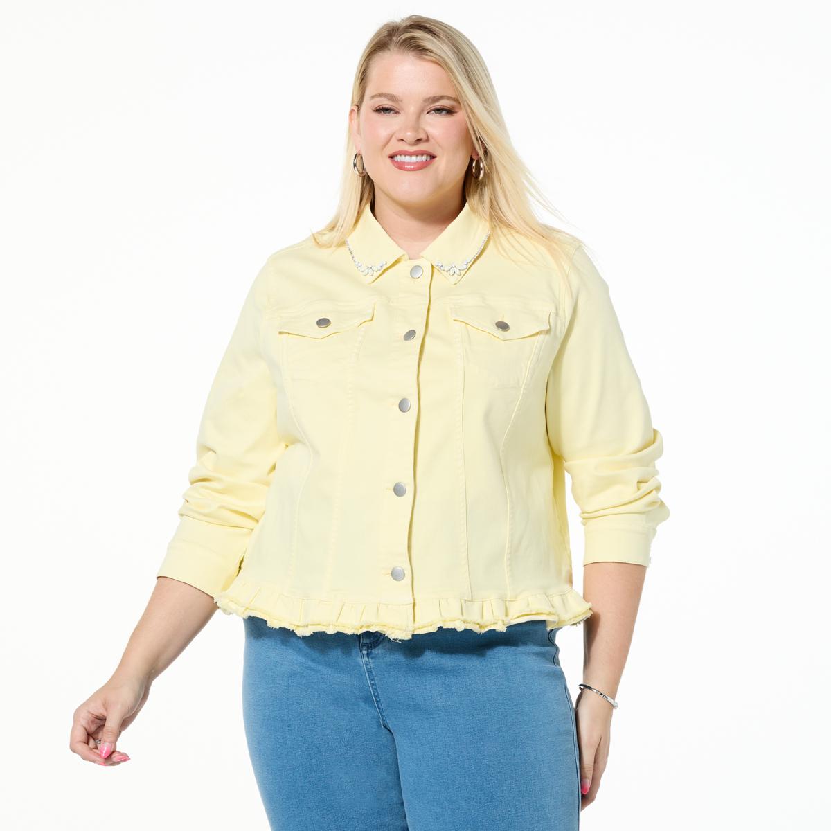 G by Giuliana Ruffle Bottom Denim Jacket - 23430669 | HSN