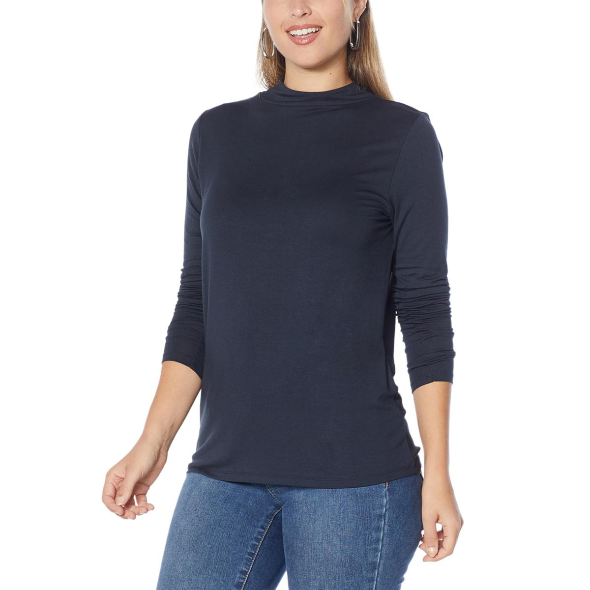 G by Giuliana Black Label Shimmer Knit Mock Neck Sleevel 