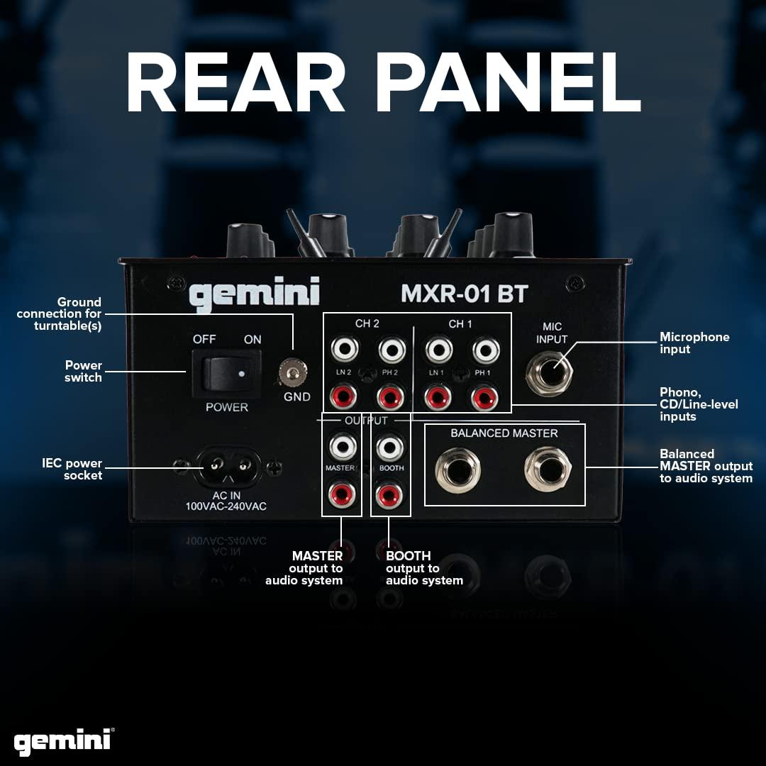 Gemini MXR-01BT 2-Channel Professional DJ Mixer with Bluetooth