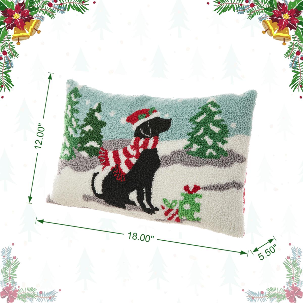 Glitzhome 18in. L Hooked Christmas Dog Pillow 22187615 HSN