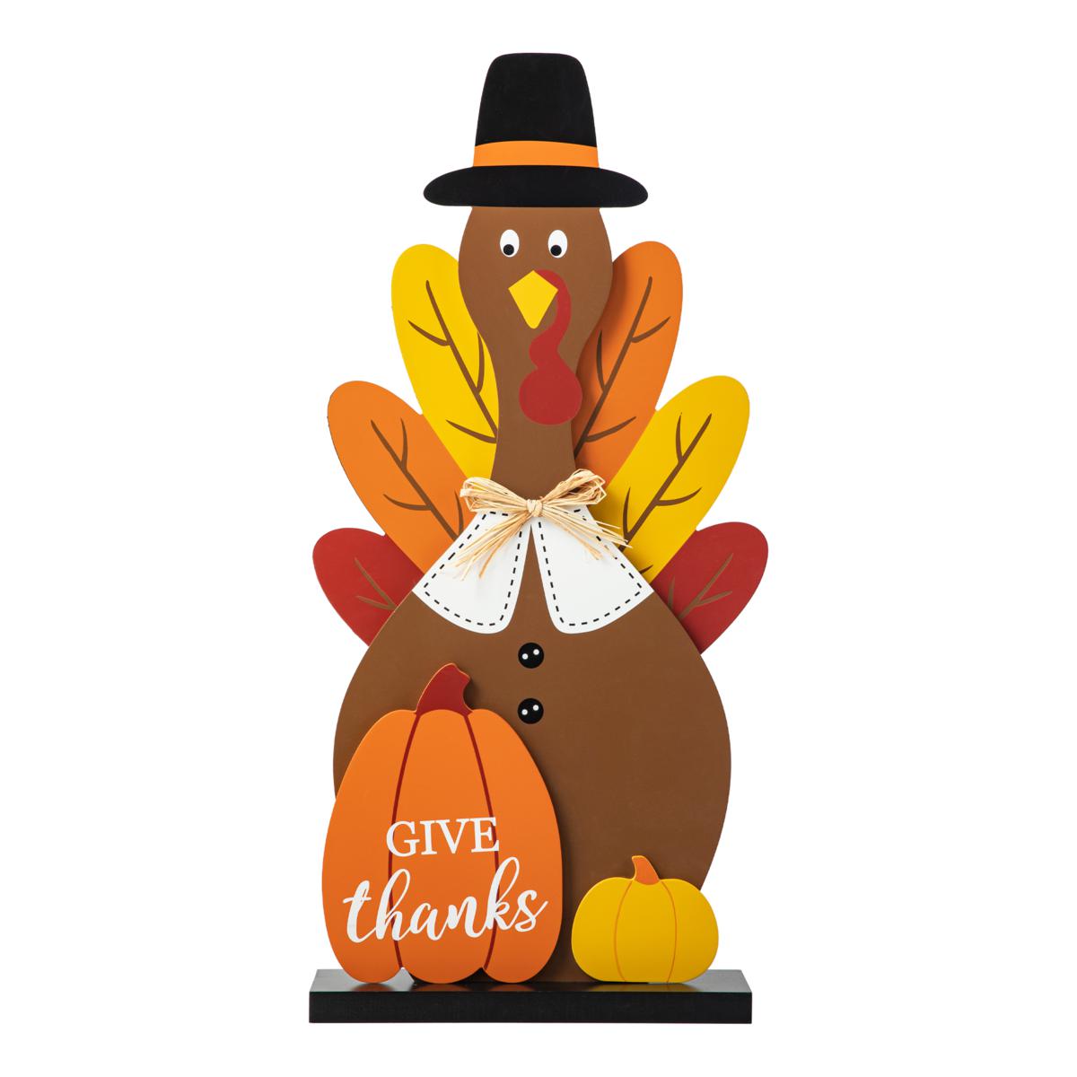 Glitzhome 31in. H Thanksgiving Wooden Turkey Porch Decor - 22072629