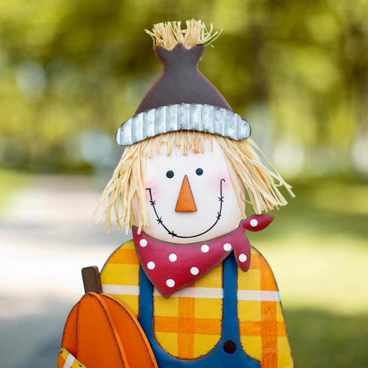 Glitzhome 36"H Fall Decorative Yard Signs With Stakes, Metal Scarecrow Garden Yard Stake For Home