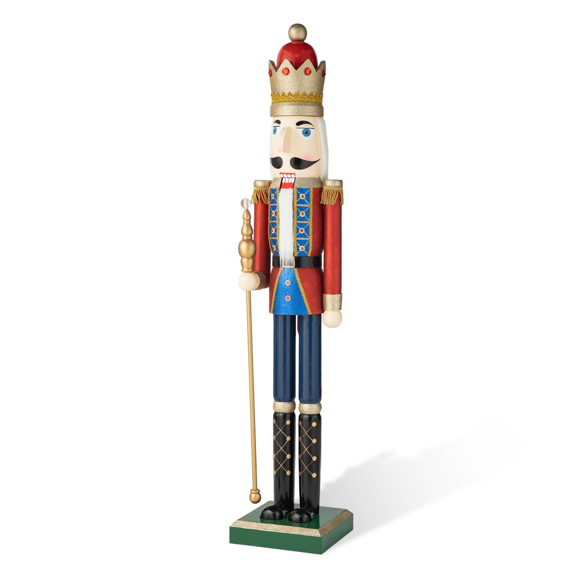 Glitzhome 54 Wooden Christmas Glitter King Nutcracker - 22187800