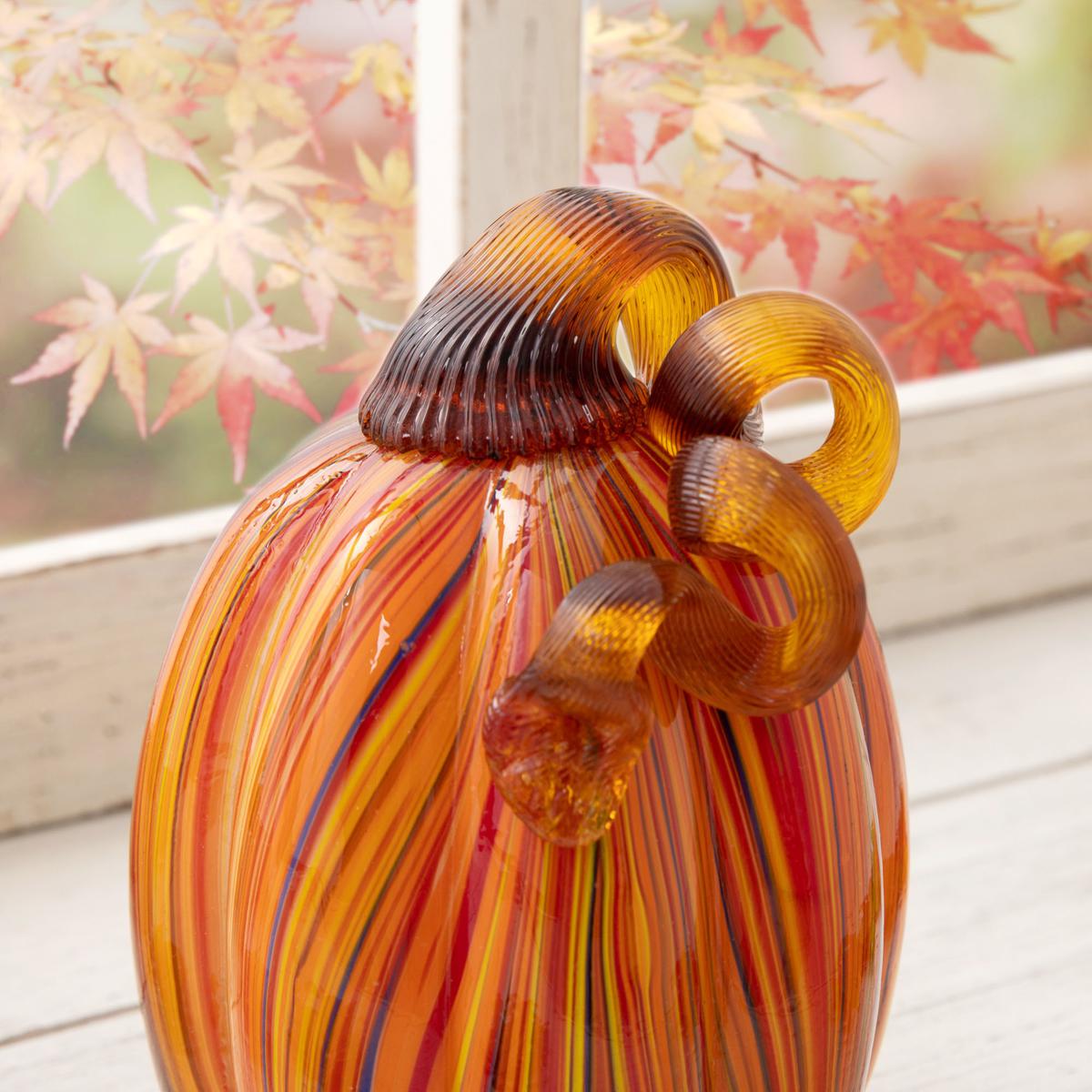 Glitzhome 6in. H Multi Striped Glass Pumpkin | HSN