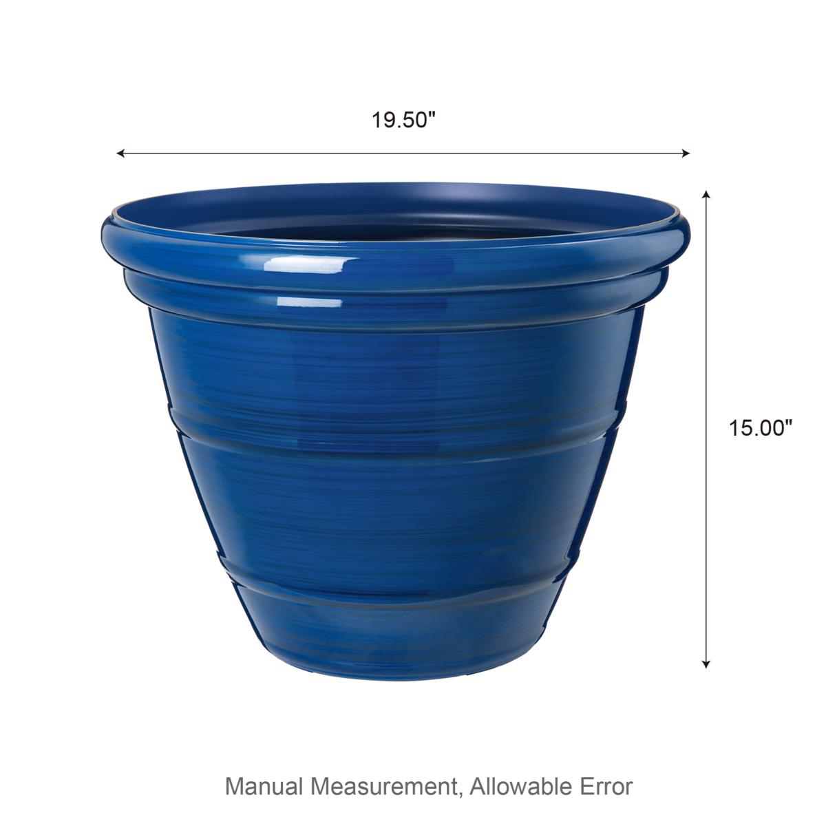 Glitzhome Set of 2 Round Cobalt Blue Faux Ceramic Pot Plastic Planter | HSN