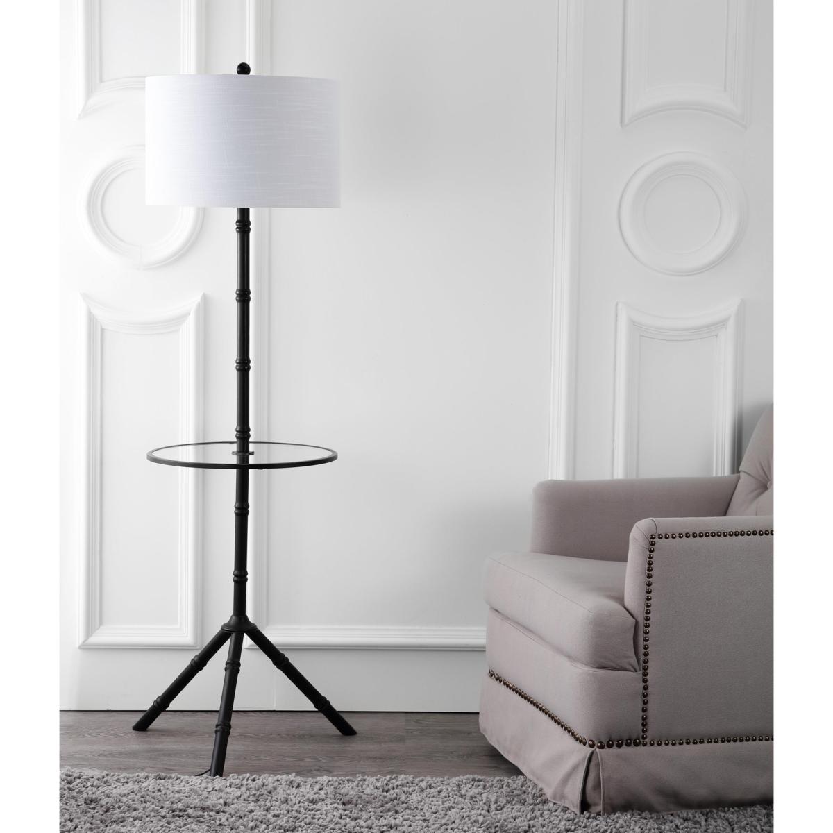 62'' Black Tray Table Floor Lamp