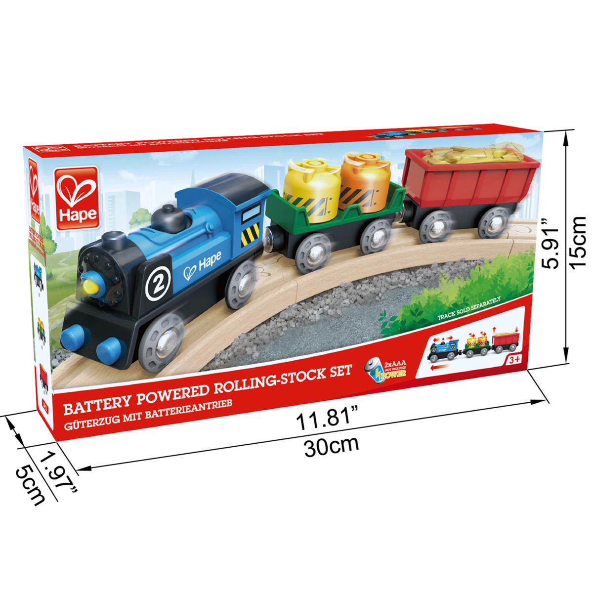 Hape Battery Powered Rolling-Stock Set Colorful Wooden Train Set