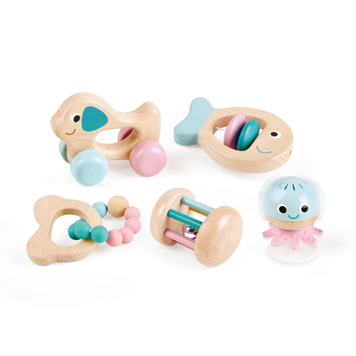 Hape Wooden Multi-Stage Sensory 5pc Gift Set - Multi-Activity