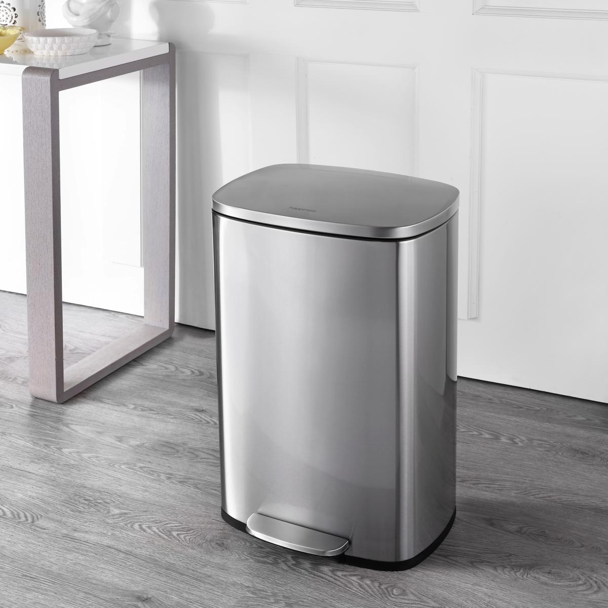 happimess Oscar 8-Gallon Step-Open Trash Can with Free Mini Trash Can Stainless Steel