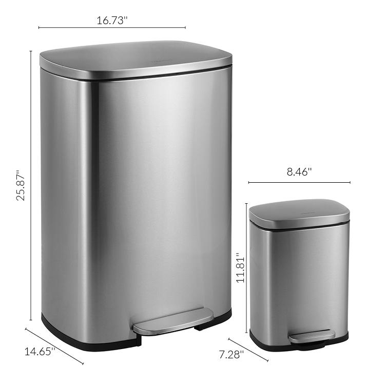 Stainless Steel Step Trash Can with Odor Protection, 13 Gallon