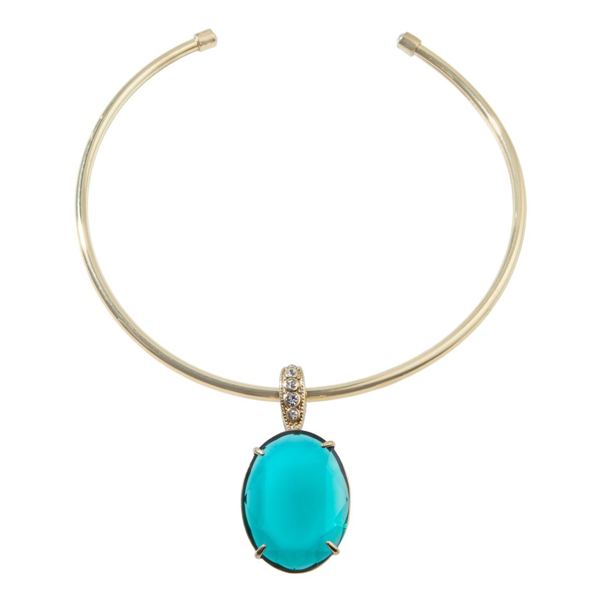 Heidi Daus Grand Oval Rock Glass Pendant and Collar Necklace - 21886858 ...