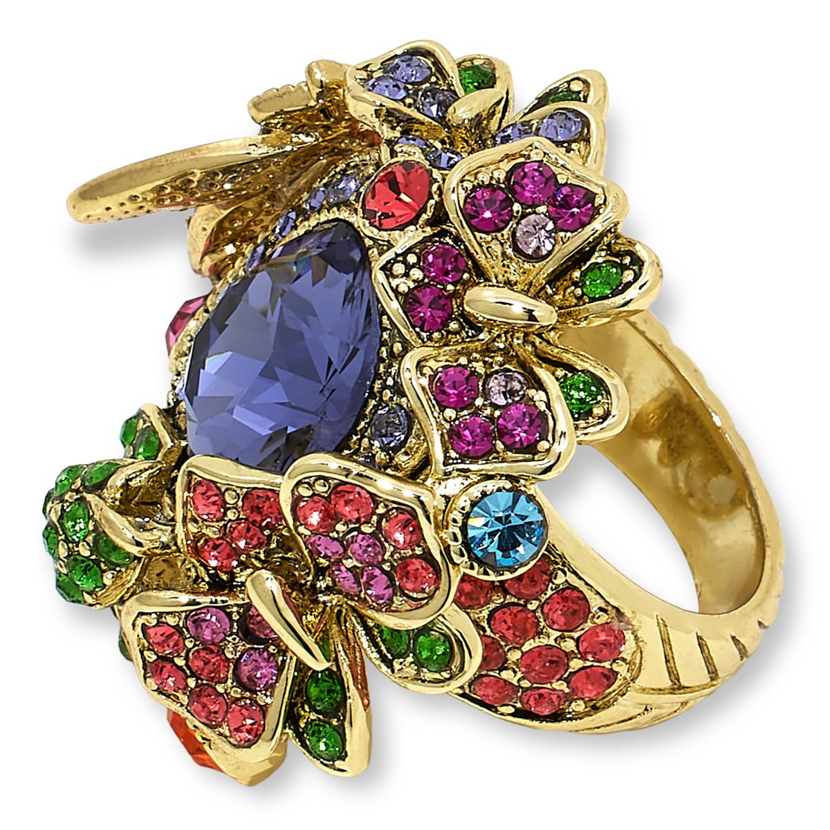 Heidi Daus Honey Bee Bouquet Goldtone Crystal Ring 23570947 HSN