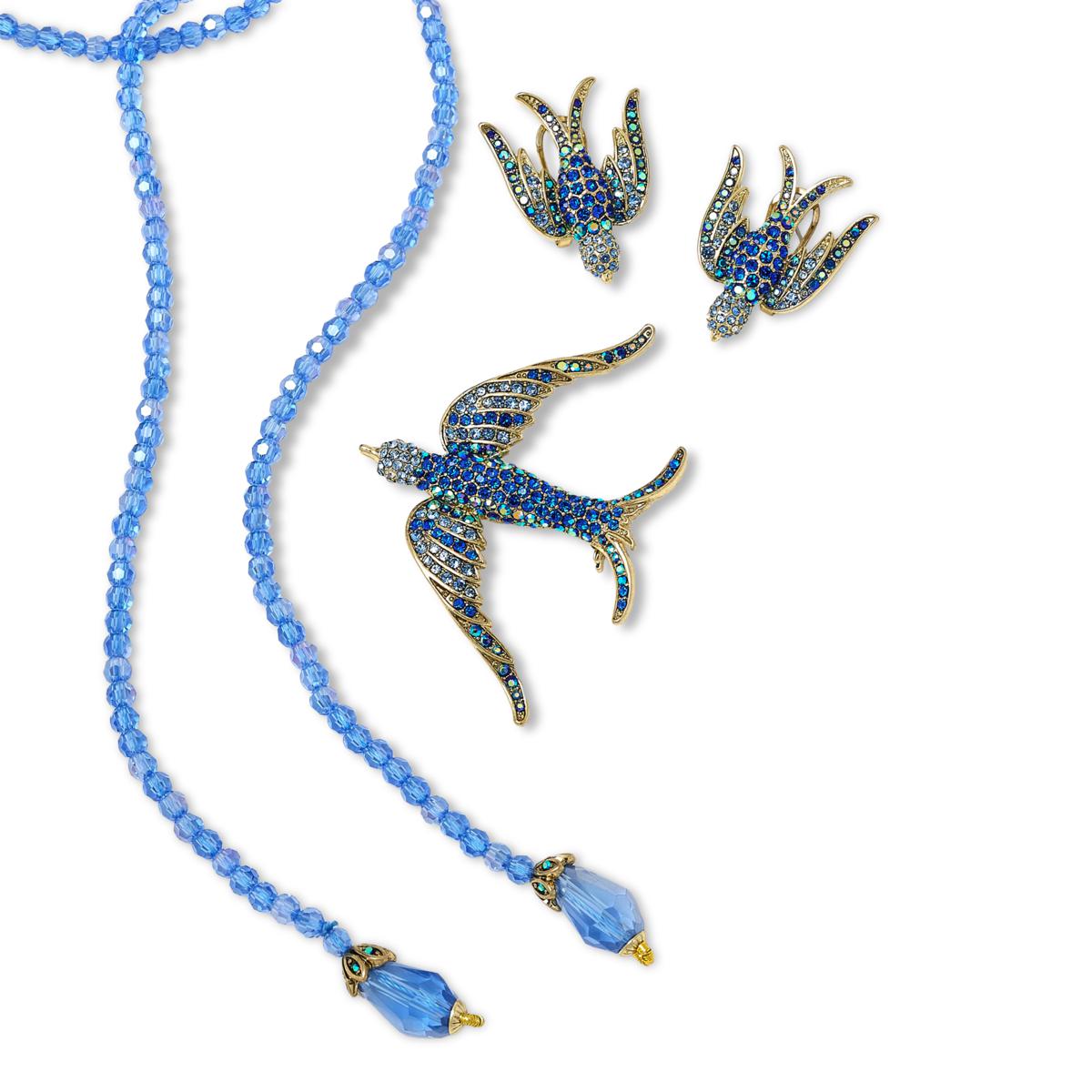 HEIDI DAUS TURTLE BROOCH, TASSEL LARIAT AND PIERCED EARRINGS SET sale