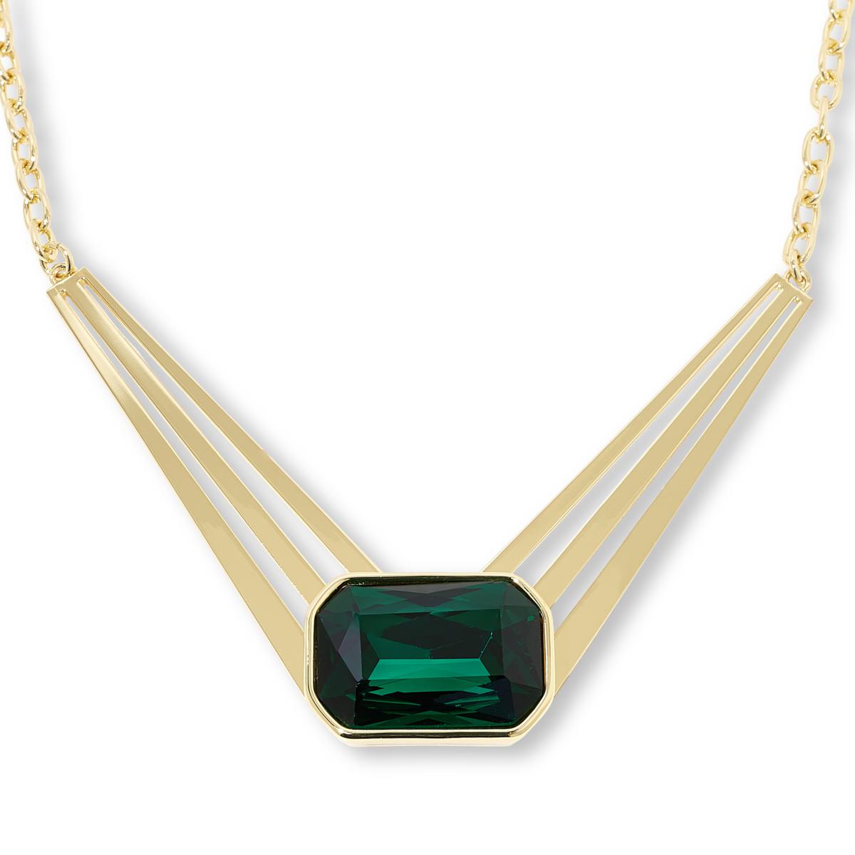 Heidi Daus Sunray 18 Goldtone Octagonal Stone Drop Necklace