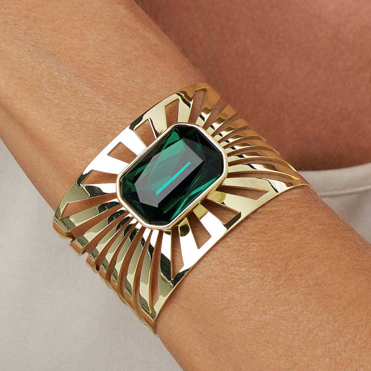 Heidi Daus Sunray Goldtone Octagonal Stone Cuff Bracelet | HSN